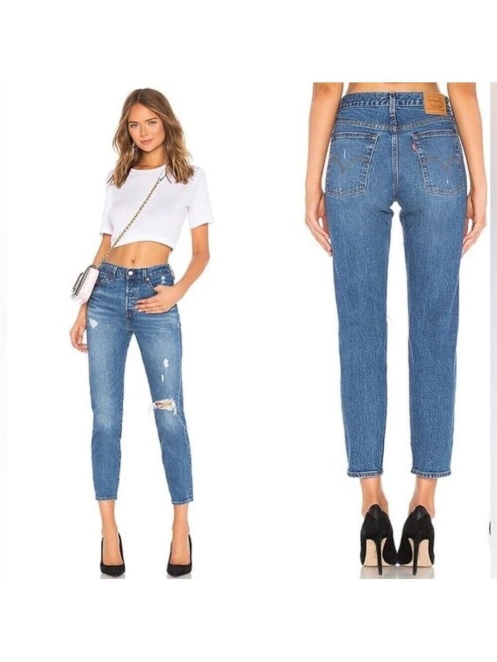 Levi’s Wedgie Fit High Rise Distressed Jeans Button Fly Size 25